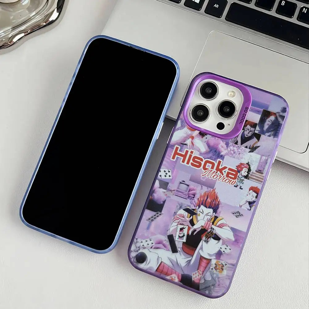 H-Hisoka H-Hunter X Hunter Phone Case For IPhone 17 16 15 14 13 12 Pro Max Plus Multicolor Matte Silver-Plated Protective Case