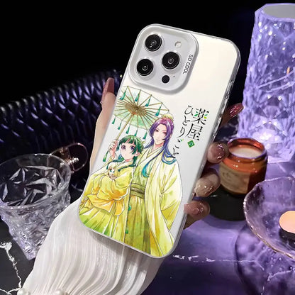 Anime the Apothecary Diaries Phone Case For iPhone 16 15 14 13 12 11 Pro Max White Purple Matte Laser Metallic Aurora Funda