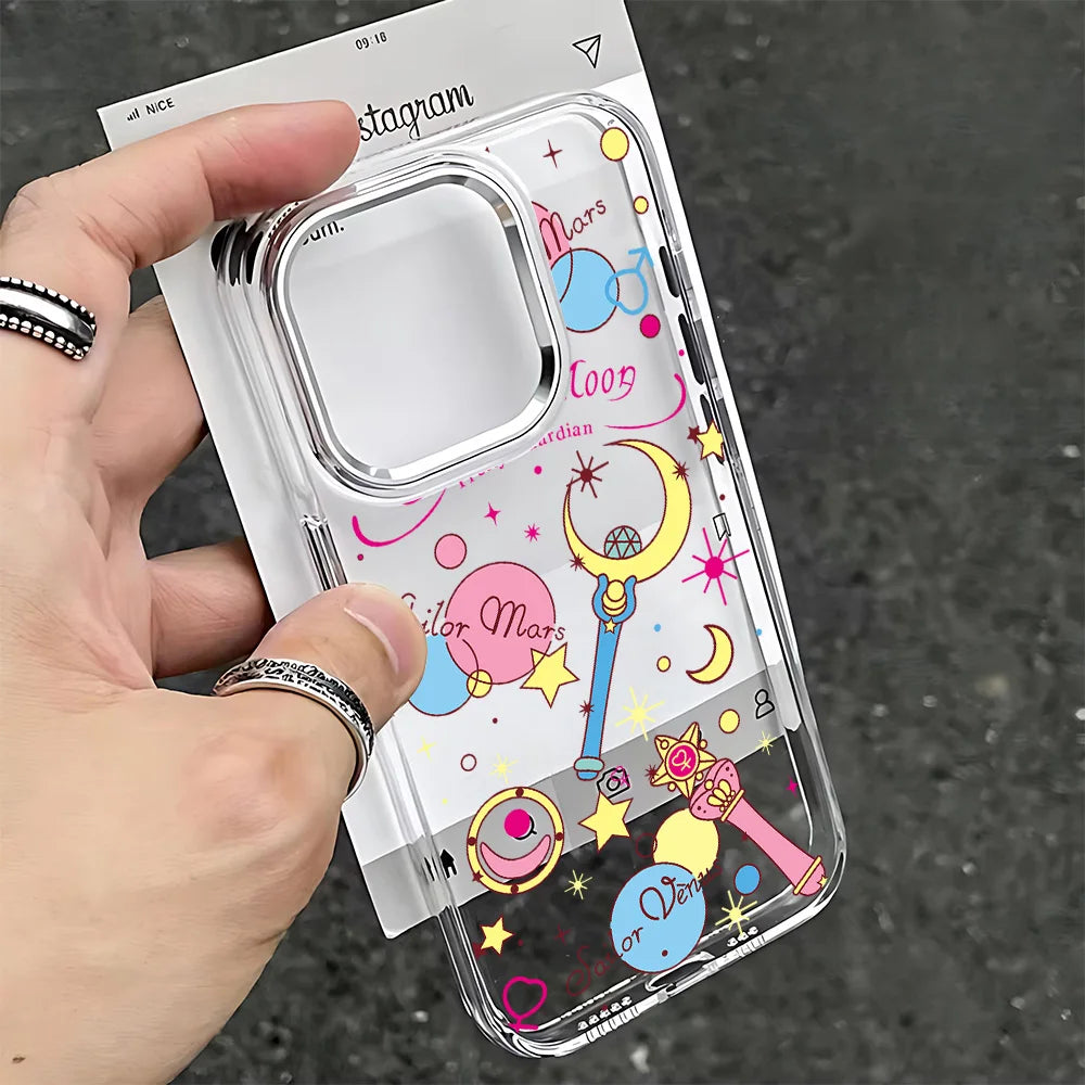 Anime S-Sailors M-Moons Phone Case For iPhone 17 16e 16 15 14 13 12 11 mini Pro Max X XR XSMAX 8 7 Air Plus Clear Soft Cover