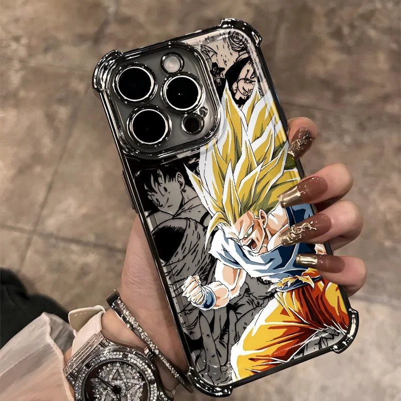 Hot Anime Plating Phone Case For iPhone 17 17e 16e 16 15 14 13 12 11 ProMax X XR Mini Air Plus Anti-Fall Airabag D-Dragons Balls