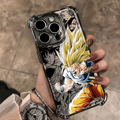 Hot Anime Plating Phone Case For iPhone 17 17e 16e 16 15 14 13 12 11 ProMax X XR Mini Air Plus Anti-Fall Airabag D-Dragons Balls