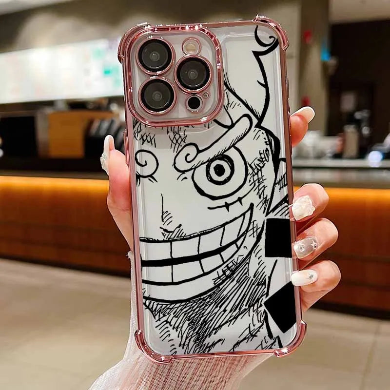 Anime O-One Pieces For iPhone 17 AIR 16E 16 15 14 13 12 11 XS Pro Max mini Plus Plating Anti-Fall Cool Phone Case