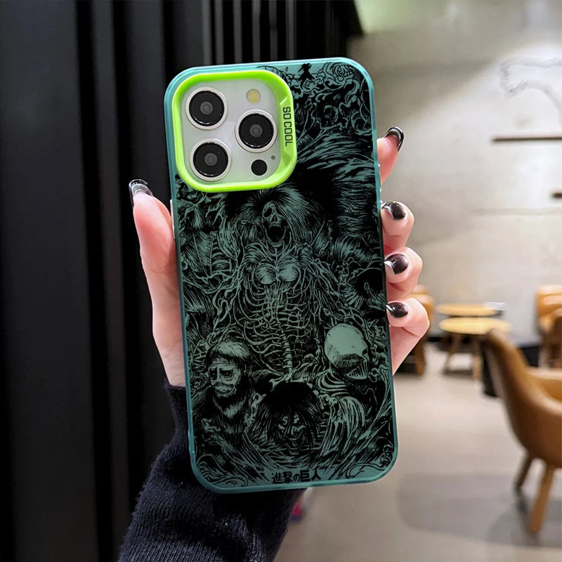 Attack on Titan Frosted Case for iPhone 17 Air 16 E 15 14 Plus 13 12 Mini 11 Pro Max Washable Acrylic Silicone Hard Edge Cover