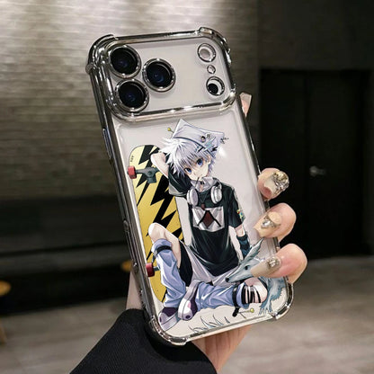 Hot HUNTERS×HUNTERS KilluaS Plating Phone Case For iPhone 17 17e 16e 16 15 14 13 12 11 Pro Max X Mini Air Plus Anti-Fall Airabag