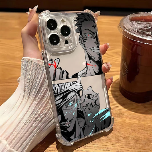 Hot Anime Jujutsu Kaisen Gojo Phone Case For iPhone 16 15 14 13 12 11 Mini Pro Max X XR XSMax 8 Plus Anti Fall Transparent Cover
