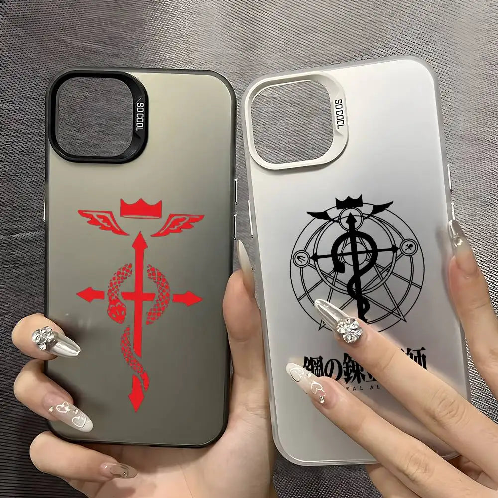 Phone Case F-Fullmetal Alchemist Logo For iPhone 17 16 15 14 13 12 11 Pro Max Black Purple Matte Laser Metallic Aurora Funda