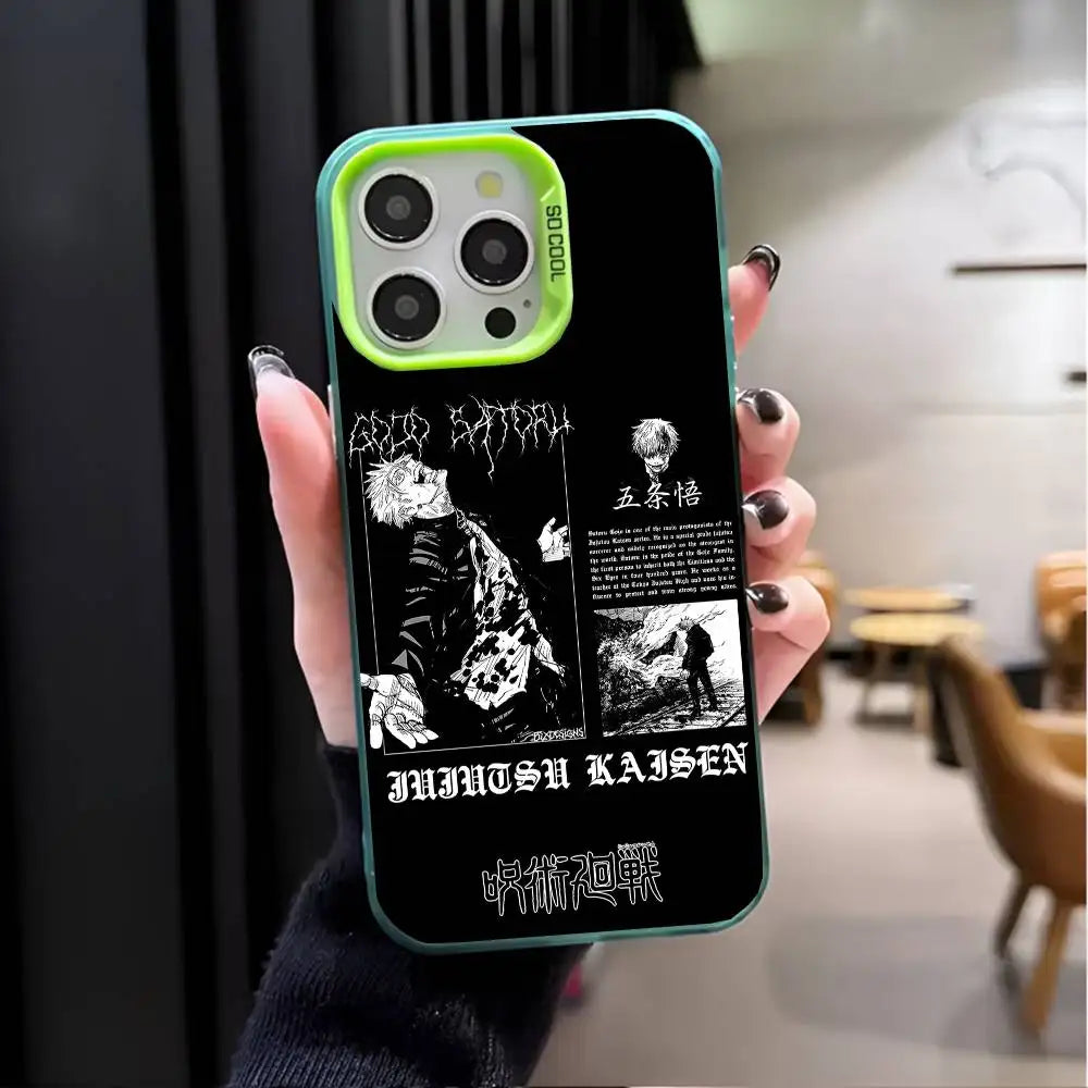 Anime J-Jujutsu K-Kaisen Gojo Phone Case IMD Phone Case For iPhone 16 15 14 13 12 11 Pro Max Plus Color Silver Cover
