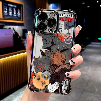 Anime Fullmetal Alchemist Plating Phone Case For Xiaomi 15 14 13 Poco F4 F5 X7 X6 X5 X3 Pro Ultra 5G Anti Fall Airbag Back Cover