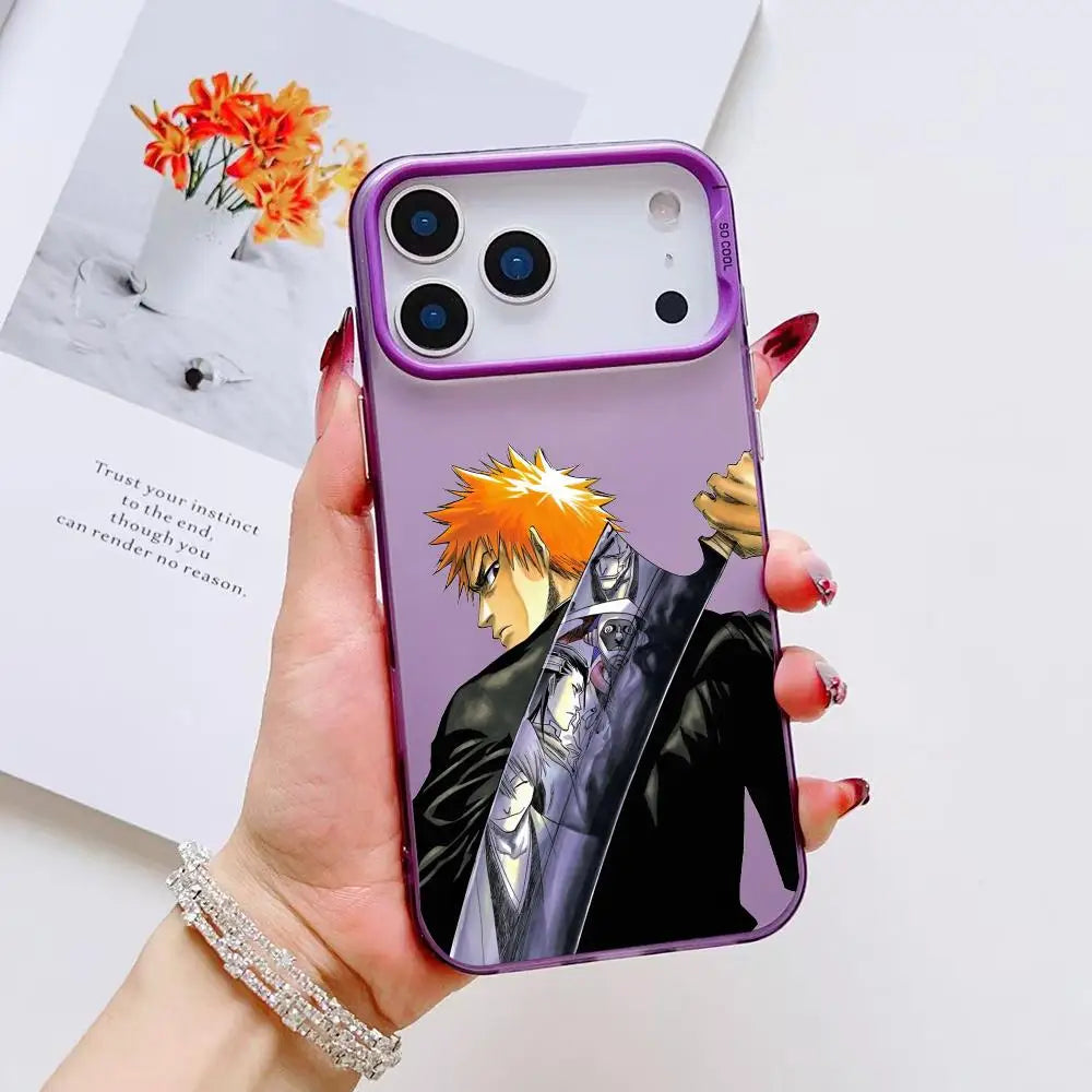B-BLEACH Phone Case For iPhone 17 16 15 14 13 12 11 Pro Max Designer Matte Laser Aurora Funda Phone Case