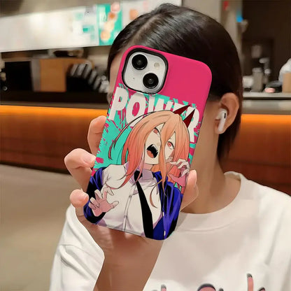 Power Chainsaw Man Anime Phone Case Hard PC For IPhone 16 Pro Max 16 15 14 Plus 13 12 11 Two-in-one Glossy HD Cover