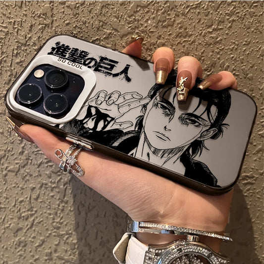 Eren Yeager Attack on Titan Plating Case for iPhone 17 Air 16 15 11 12 14 13 Pro Max XS X XR Plus 8 7 SE 2020 Shockproof Cover