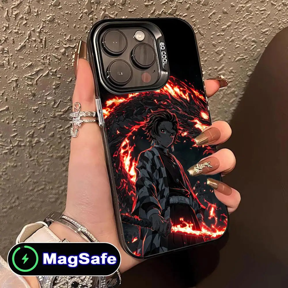 Demon Slayer Tanjiro Phone Case for iPhone 16 15 14 13 12 11 Pro Max Plus MagSafe Translucent Colour Printing Smartphone Cover