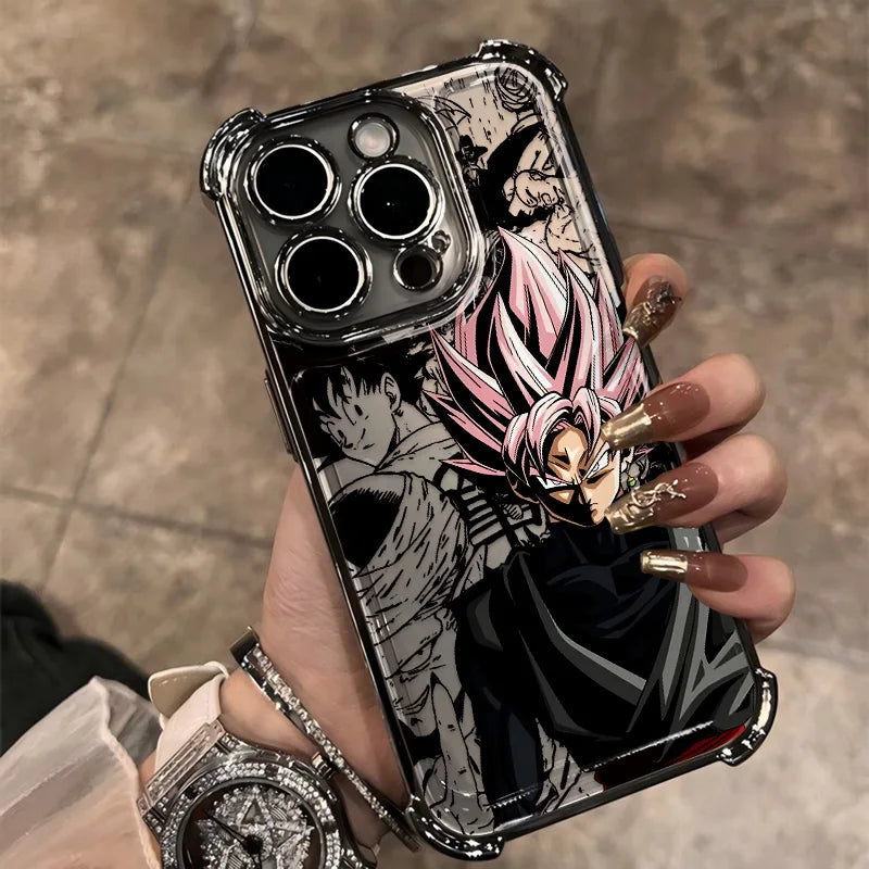 Luxury D-Dragons G-Gokus Plating Phone Case For iPhone 17 17e 16e 16 15 14 13 12 11 Pro Max XSMax Mini Air Plus Anti-Fall Balls