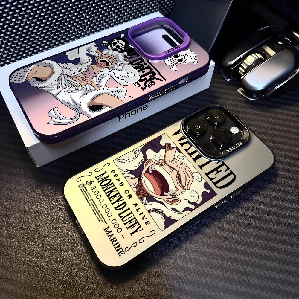 Luffys Nika Wanted Phone Case for iPhone 17 Air 16 16e 15 14 Plus 13 12 11 Pro Max X Xs XR 8 Colorful Silver Hard Cover