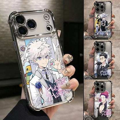 Hot HUNTERS×HUNTERS KilluaS Plating Phone Case For iPhone 17 17e 16e 16 15 14 13 12 11 Pro Max X Mini Air Plus Anti-Fall Airabag