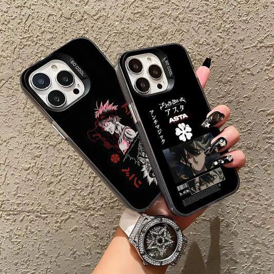 Asta Cartoon B-Black Clover Phone Case For IPhone17 Air 16 15 14 Plus 13 12 11 Pro 7 8 XS Max XR Silver Black Bumper Case