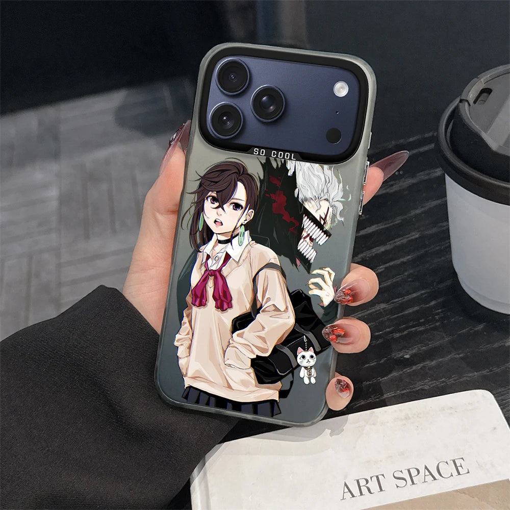 DAN DA DAN Anime Phone Case For iPhone 11 12 13 14 15 16 17 E Pro Max Plus Mini Electroplated Silver IMD Laser Black Cover