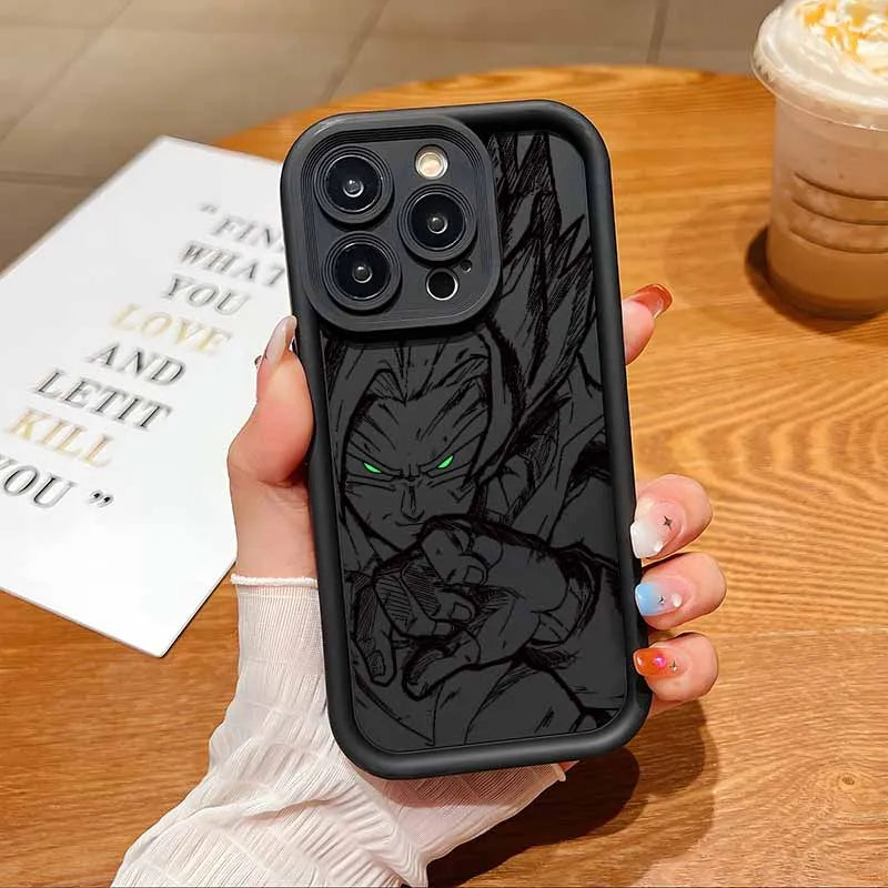 Anime Vegeta Goku Phone Case For Apple iPhone 17 Air 16E 16 15 14 13 12 Mini Pro Max Plus Eyes Ladder Soft Cover