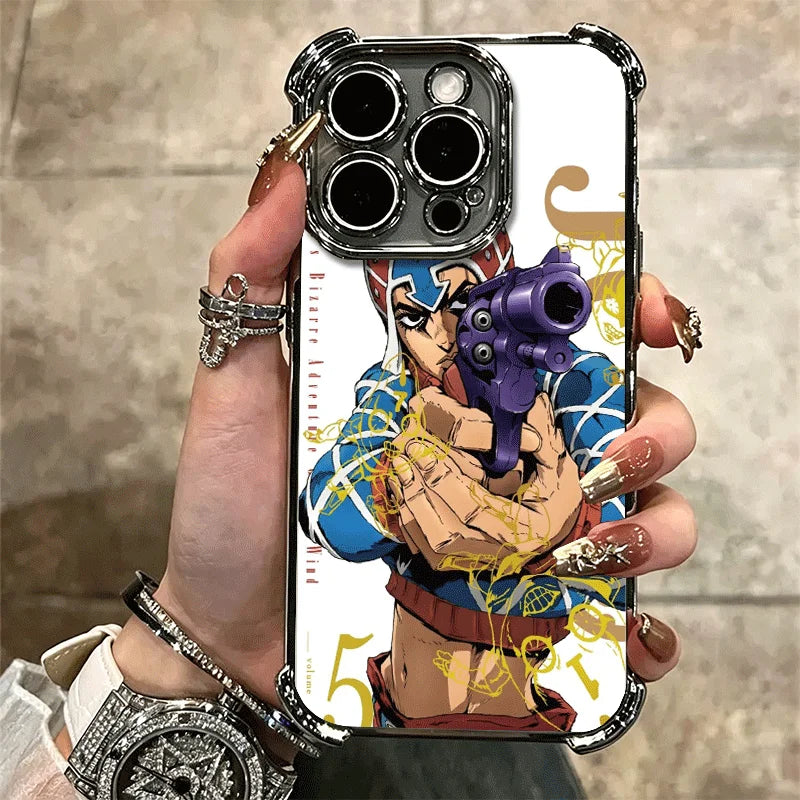 JoJo Adventure Guido Mista Soft Phone Case For iPhone 15 16 17 Air 14 Pro Max 16E Plus 13 12 Mini Plating Anti-Fall Fundas