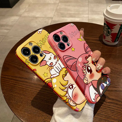 Anime Cartoon S-Sailors Moons Phone Case for IPhone 16 15 14 13 12 11 Pro Max XS XR Plus Lens Protection Glossy HD Hard PC Cover