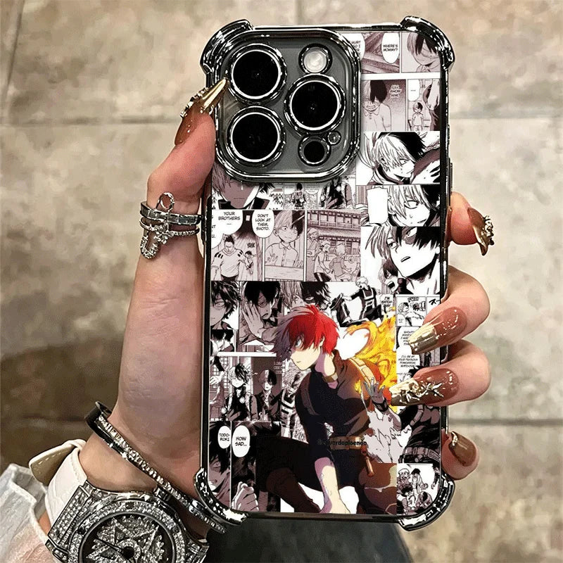 MHA My Hero Todoroki Shoto Soft Phone Case For iPhone 15 16 17 Air 14 Pro Max 16E Plus 13 12 Mini Plating Anti-Fall Fundas