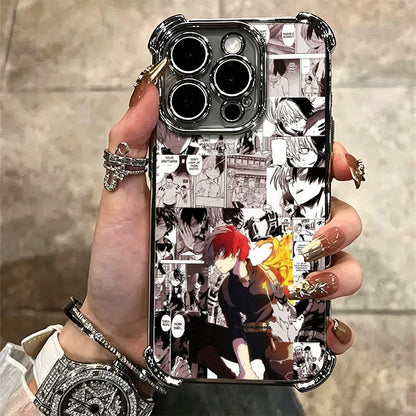 MHA My Hero Todoroki Shoto Soft Phone Case For iPhone 15 16 17 Air 14 Pro Max 16E Plus 13 12 Mini Plating Anti-Fall Fundas