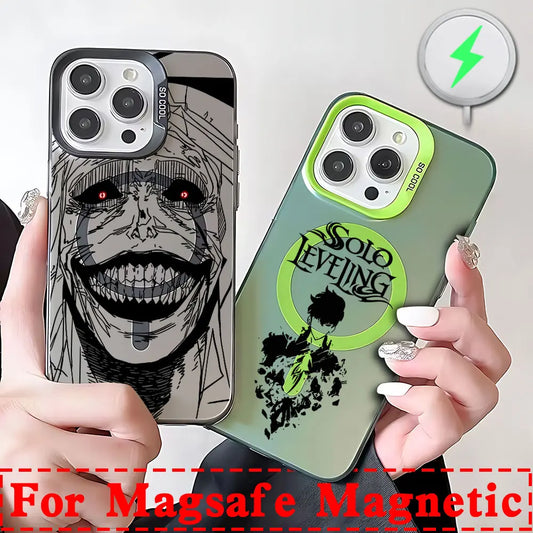 Anime Solos Levelings Magsafe Magnetic Phone Case for IPhone 11 12 13 14 15 16 Pro Max Plus Lens Creative Border Cover