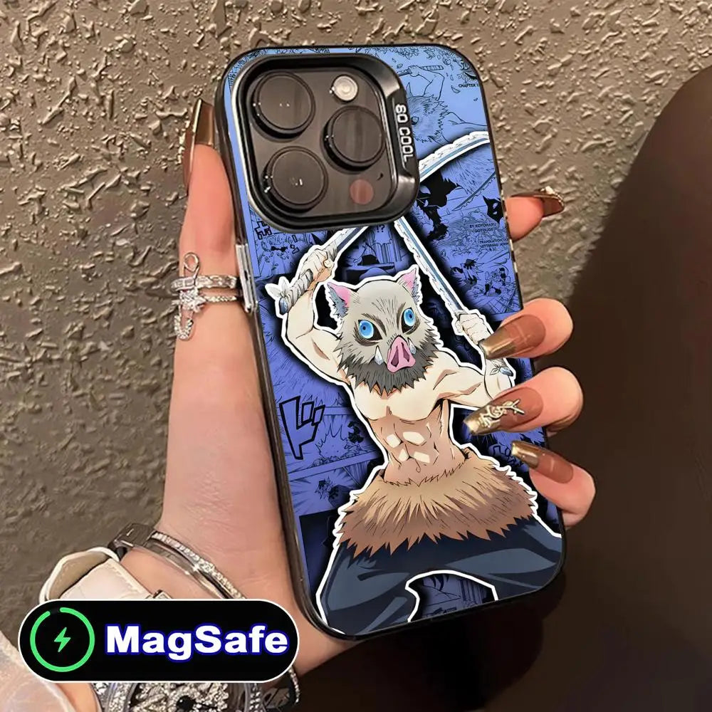 Demon Slayer Inosuke Phone Case for iPhone 16 15 14 13 12 11 Pro Max Plus MagSafe Translucent Colour Protective Smartphone Cover