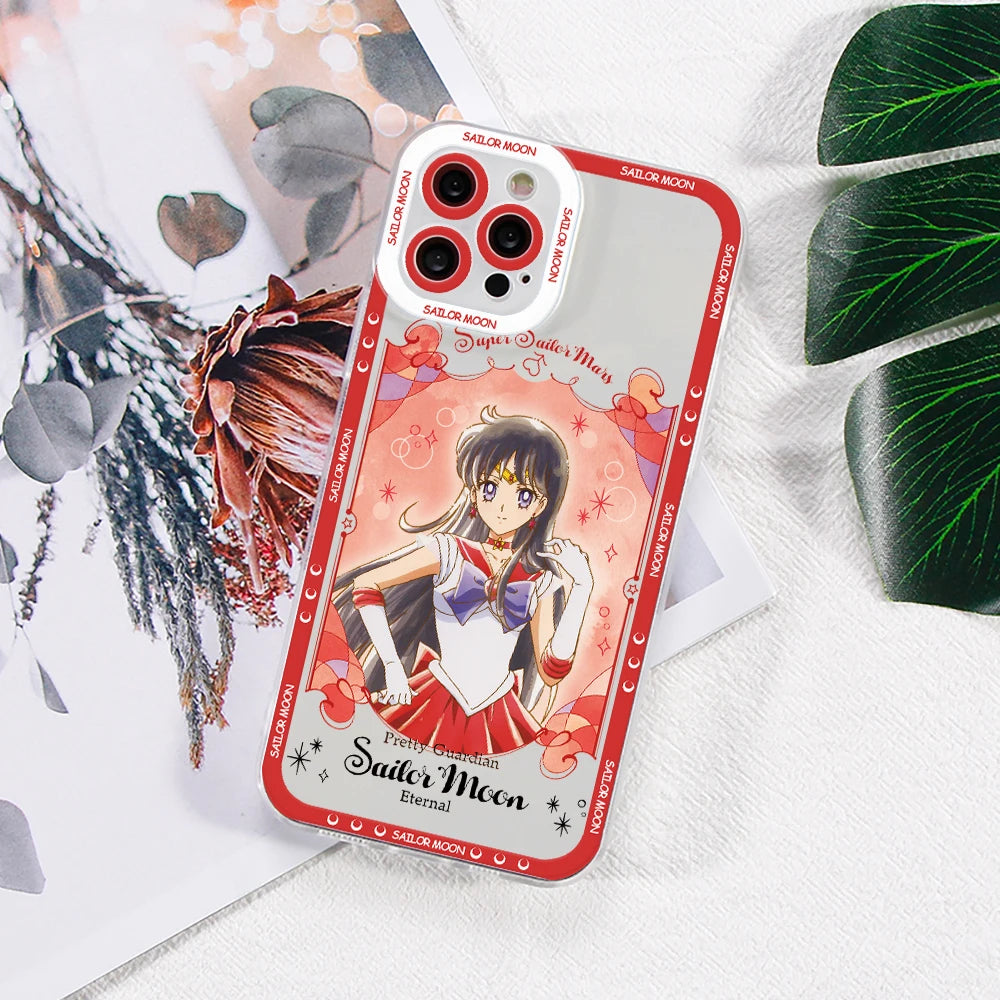 Sailors Moons Girl Phone Case for Apple iPhone 17 Air 16 15 14 Plus 13 12 11 Pro Max Border printing Soft Transparent Cover