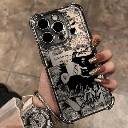 Black Hot Anime HUNTER×HUNTER Plating Case For Samsung S25 S24 S23 S22 S21 S20 FE Note20 Plus Ultra 4G 5G Anti Fall Airbag Cover