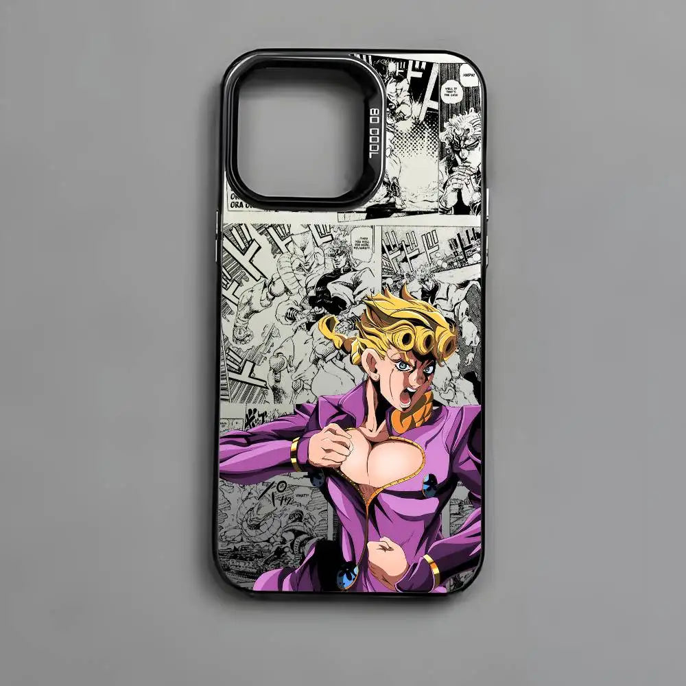 Anime J-JOJO Cool Phone Case For iPhone 17 16 15 14 13 12 11 Pro Max Air multicolor Matte Laser Metallic Aurora Funda
