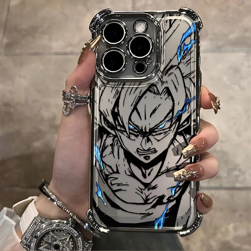 Black Comics D-Dragons Plating Phone Case For iPhone 17 17e 16e 16 15 14 13 12 11 ProMax Mini Air Plus Anti-Fall Airabag B-Balls