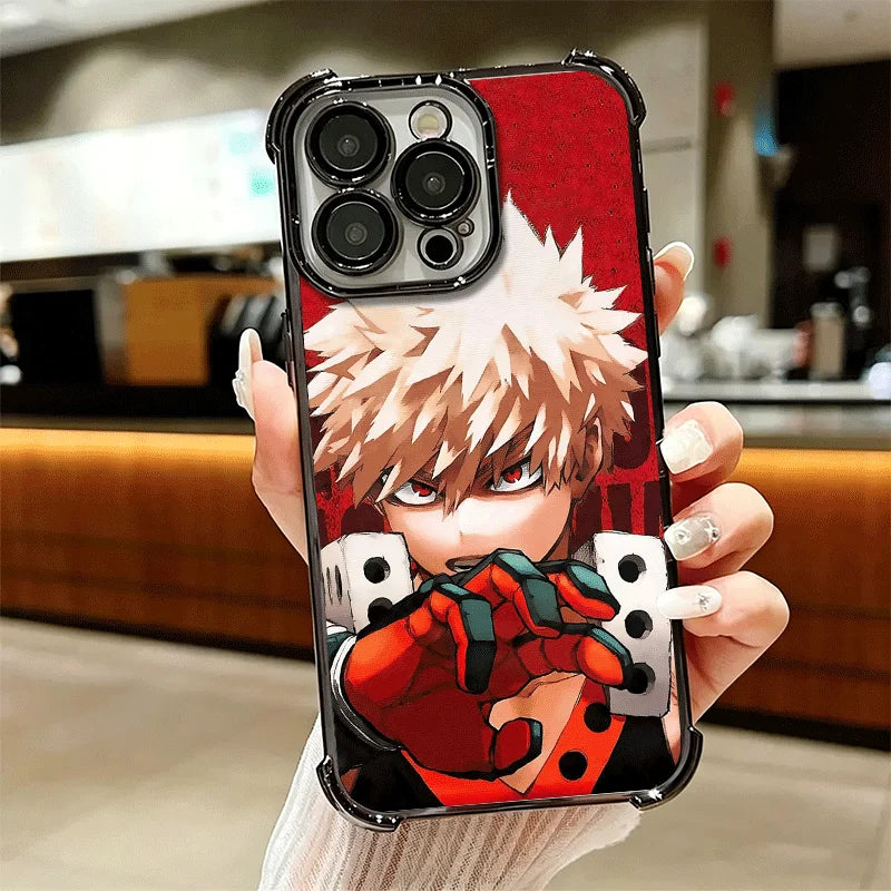 MHA My Hero Bakugou Katsuki Plating Phone Case For iPhone 16 17 Pro Max Air 17E 16E 14 15 Plus 12 13 11 Anti-Fall Protection Cov
