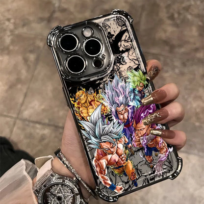 Luxury D-Dragons G-Gokus Plating Phone Case For iPhone 17 17e 16e 16 15 14 13 12 11 Pro Max XSMax Mini Air Plus Anti-Fall Balls