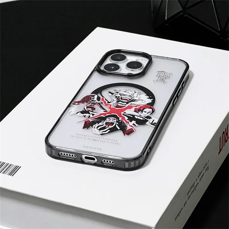 Anime Comics One Piece Case For iPhone 16 15 14 13 12 11 Pro Max Plus Cartoon Luffy Matte For Magsafe Wireless Charge Cover