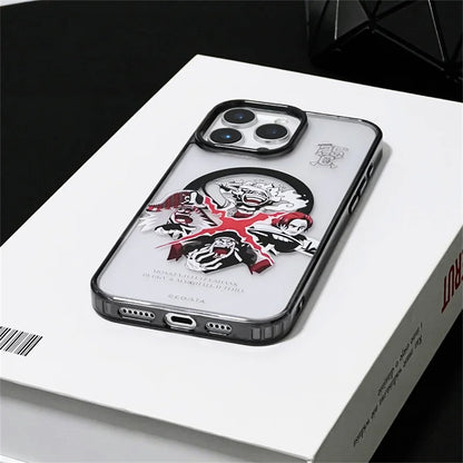Anime Comics One Piece Case For iPhone 16 15 14 13 12 11 Pro Max Plus Cartoon Luffy Matte For Magsafe Wireless Charge Cover