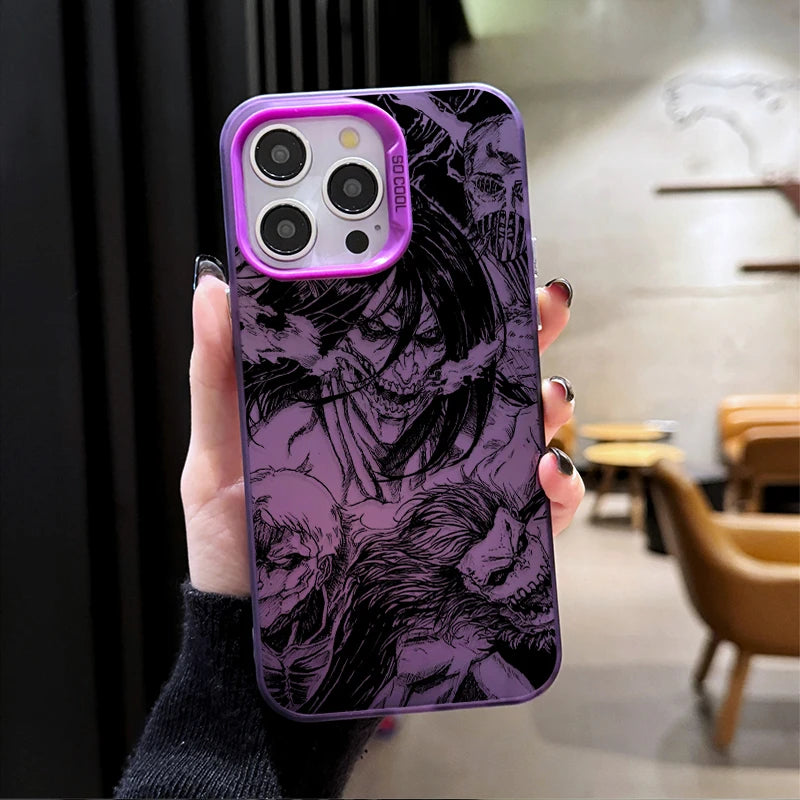 Attack on Titan Frosted Case for iPhone 17 Air 16 E 15 14 Plus 13 12 Mini 11 Pro Max Washable Acrylic Silicone Hard Edge Cover