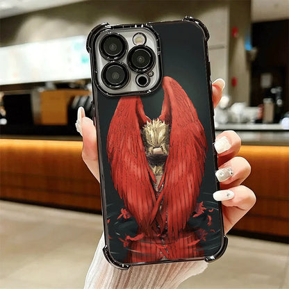 MHA My Hero Hawks Soft Phone Case For iPhone 15 16 17 Air 14 Pro Max 16E Plus 13 12 Mini Plating Anti-Fall Fundas