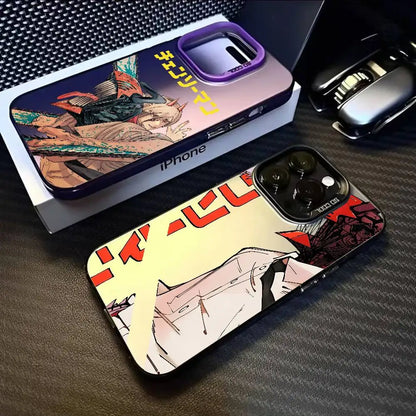 Anime C-Chainsaw Man Phone Case For iPhone 17 16 15 14 13 12 11 Pro Max Air multicolor Matte Laser Metallic Aurora Funda