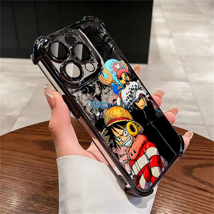 Anime Gear 5 LuffyS Ones Pieces Plating Phone Case For iPhone 17 17e 16e 16 15 14 13 12 11 Pro Max X XR Mini Air Plus Anti-Fall