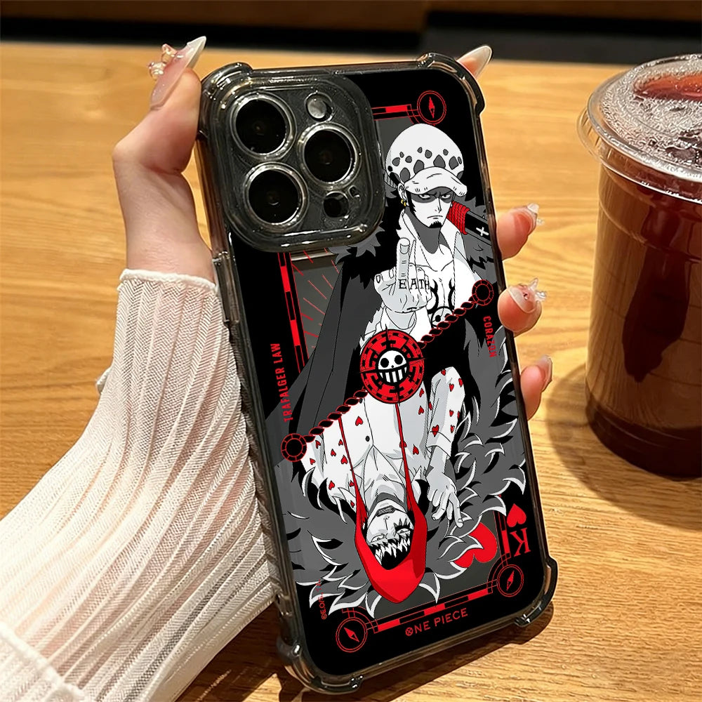 One Luffies Z-Zoroe Pieces Phone Case for iPhone 17 Air 16 16e 15 14 Plus 13 12 11 Pro Max X Xs XR 8 Black Clear Anti Drop Cover