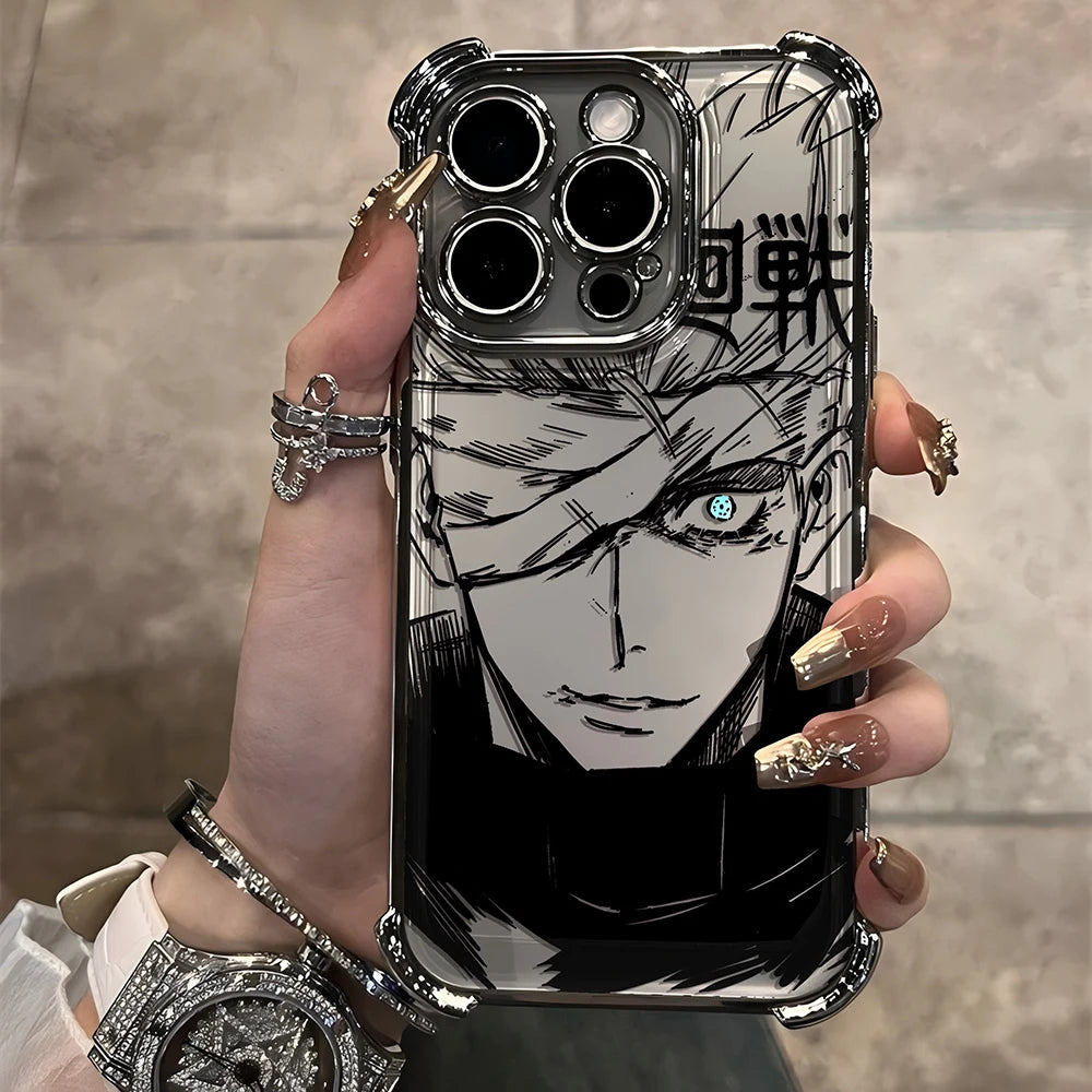 Jujutsu Kaisen Gojo Satoru New Plating Case For iPhone 16 15 14 13 12 11 Pro Max X XR XSMax 7 8 6 Plus Anti-Fall Airabag Back