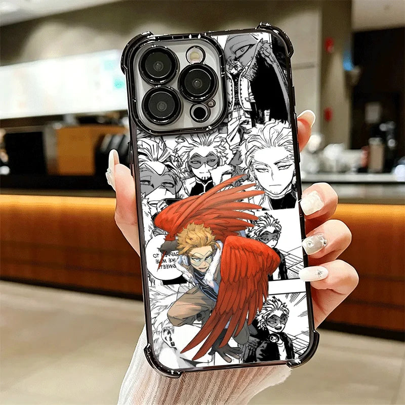 MHA My Hero Hawks Soft Phone Case For iPhone 15 16 17 Air 14 Pro Max 16E Plus 13 12 Mini Plating Anti-Fall Fundas
