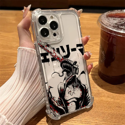 Anime Chainsaw Man Denji Phone Case For iPhone 17 Air 16 E 15 14 13 12 11 Pro Max Plus Mini SE 2020 2022 Soft Transparent Cover
