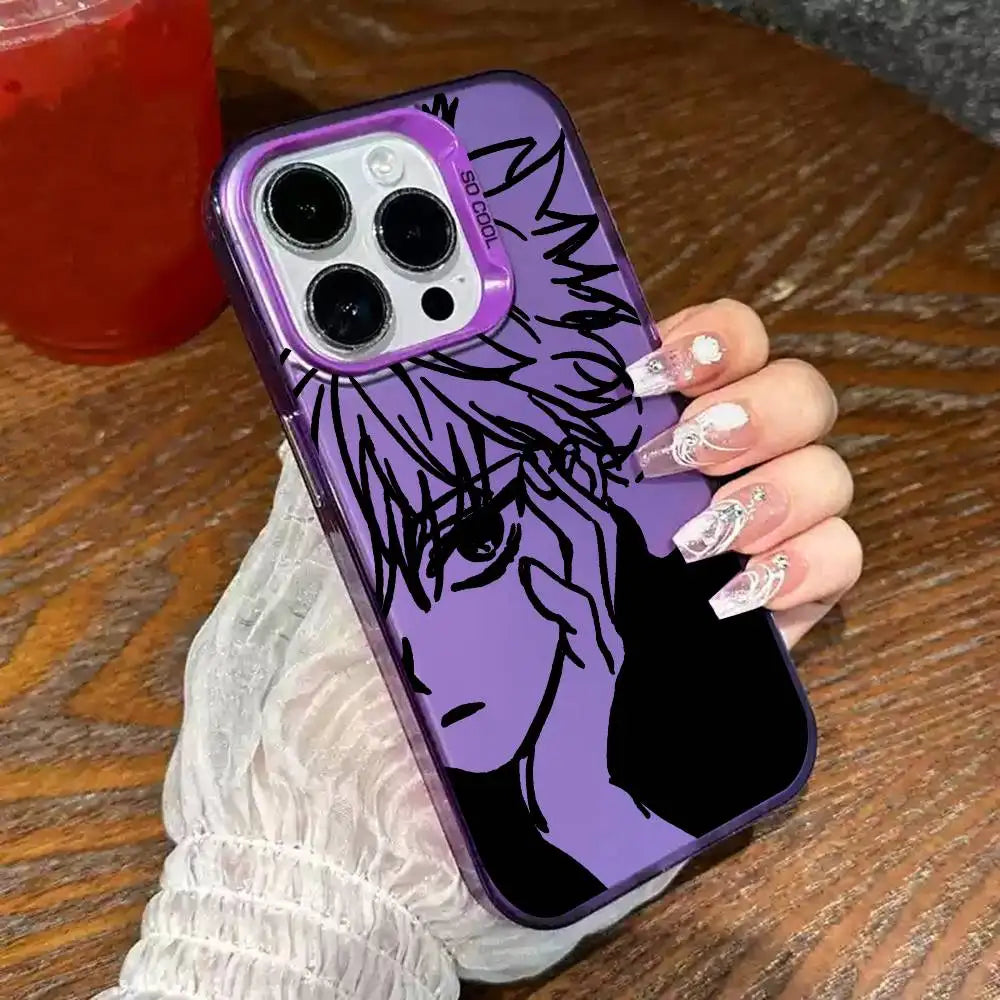1pc Anime Killua Hunter X Hunter Phone Case Laser IMD Color Silver Shell For IPhone 17 16 15 14 13 12 11 Air Pro Max Plus