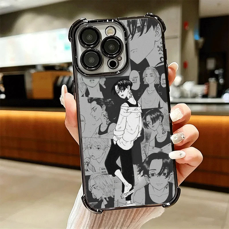 Tokyo Revengers Anime Plating Phone Case For iPhone 16 17 Pro Max Air 17E 16E 14 15 Plus 12 13 11 Anti-Fall Protection Cover