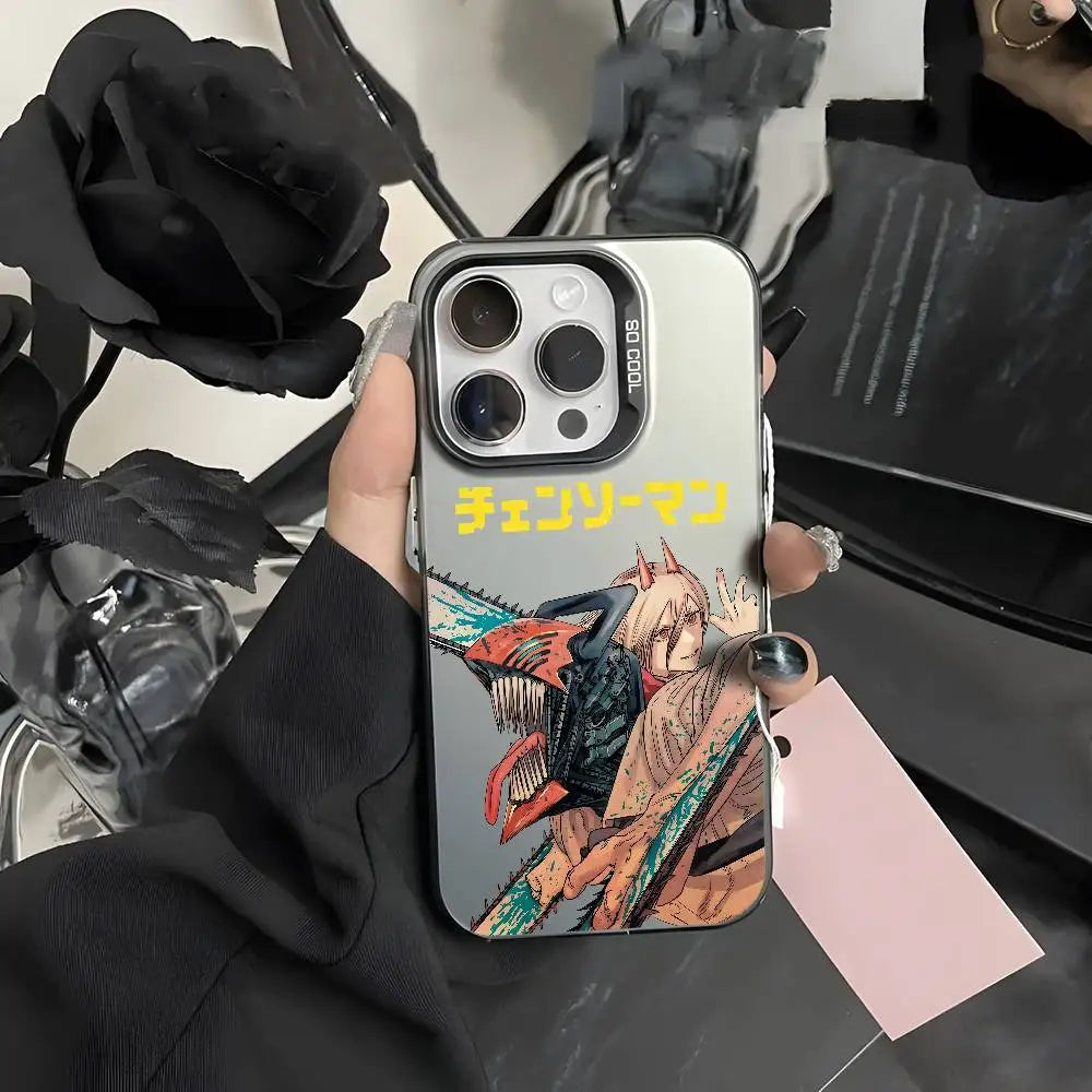 Anime C-Chainsaw Man Phone Case For iPhone 17 16 15 14 13 12 11 Pro Max Air multicolor Matte Laser Metallic Aurora Funda