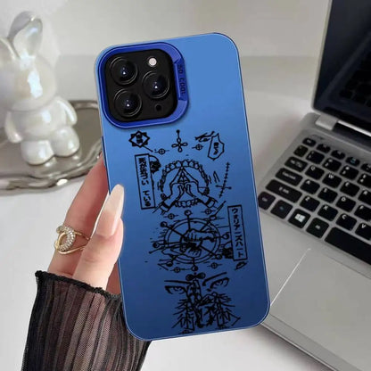 Anime J-Jujutsu Kaisen Phone Case For iPhone 16 15 14 13 12 11 Plus Pro Max multicolor Aurora laser Shockproof Funda Cover