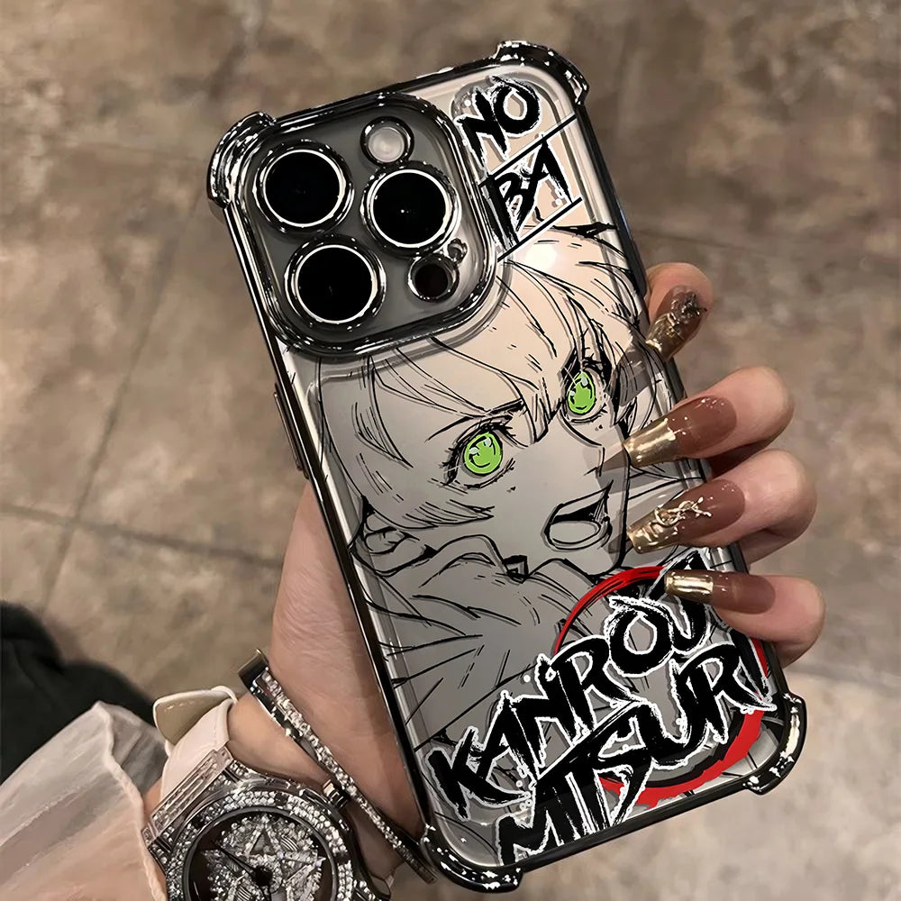 Anime Demons Slayers Plating Phone Case For iPhone 17 16e 16 15 14 13 12 11 Pro Max X XR XSMax 8 Mini Air Plus Anti-Fall Airabag