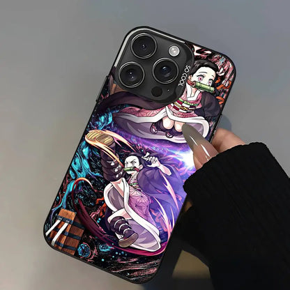 Demon Slayer Nezuko Kamado Cartoon Phone Case For IPhone 17 16 15 14 13 12 11 Pro Max Plus Color Shockproof Back Silver Cover